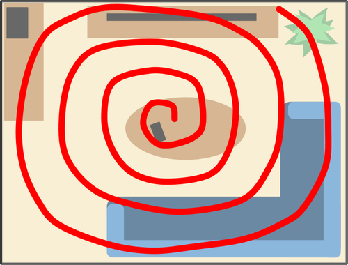 Ilustración de patrón de búsqueda de espiral