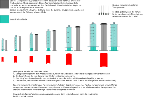 さまざまなサイズの注射器のベクトル画像
