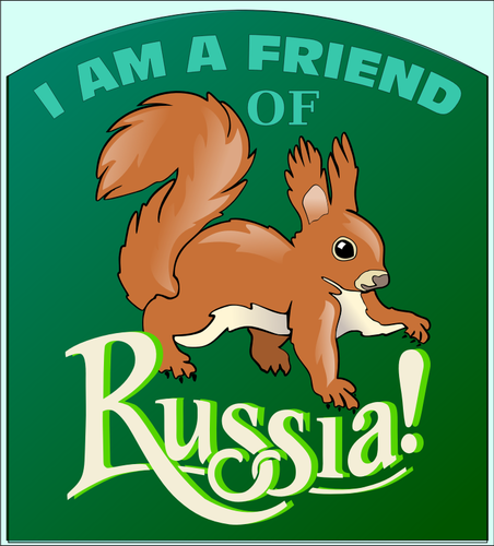 رسم متجه من السنجاب الأحمر على ملصق روسيا