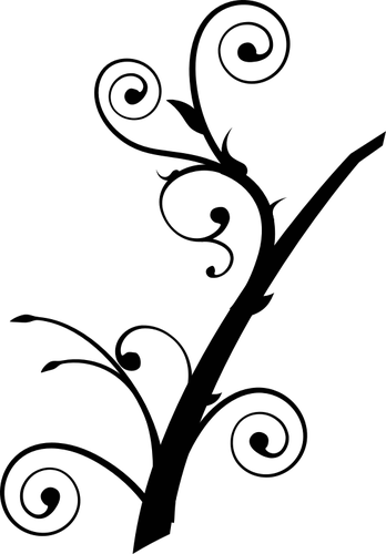 Svislé kroucené větve silueta vektorové ilustrace