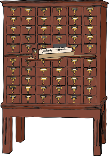 Vector graphics of wood library card catalog