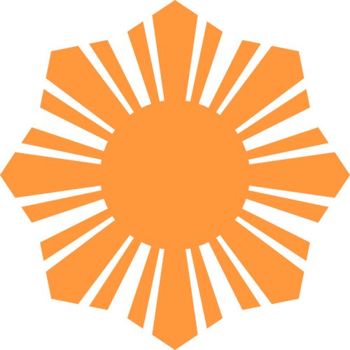 菲律宾国旗太阳象征橙色轮廓矢量图