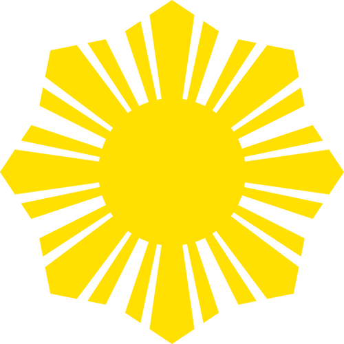 Filippinernas flagga gul sol symbol silhuett vektorbild