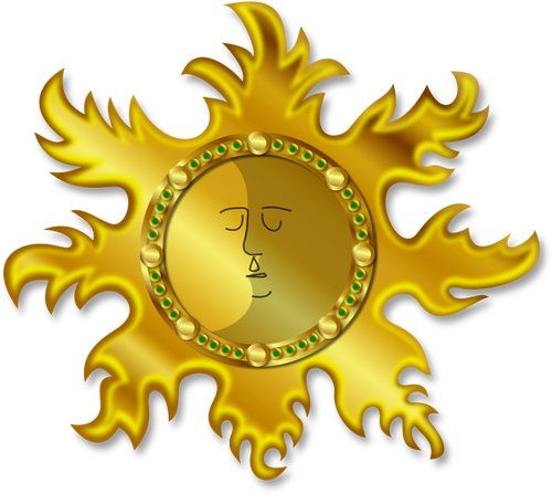 Golden Sun and Moon vector clipart