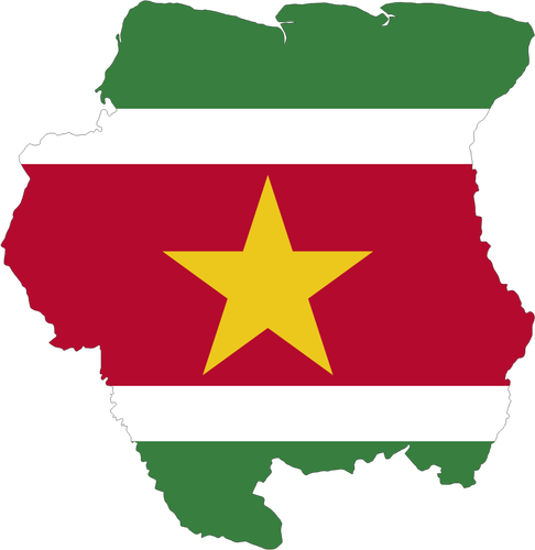 スリナムの地図と国旗