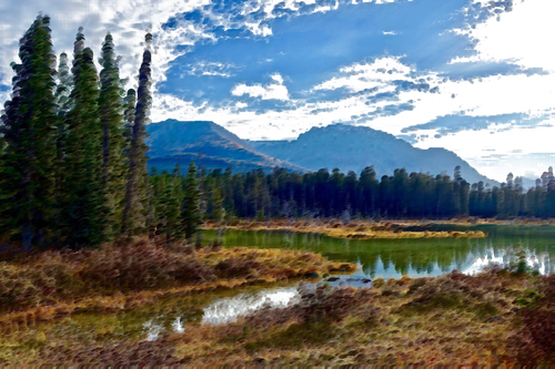 Immagine di vettore di vista lago surreale