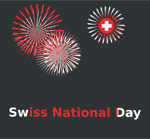 Dia nacional da Suíça fogos de artifício sinal vector clipart