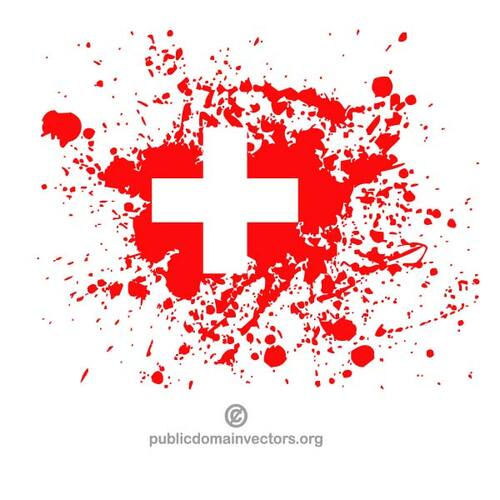 Швейцарский флаг чернила брызги графика