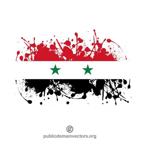 Hujan rintik-rintik tinta dengan bendera Suriah