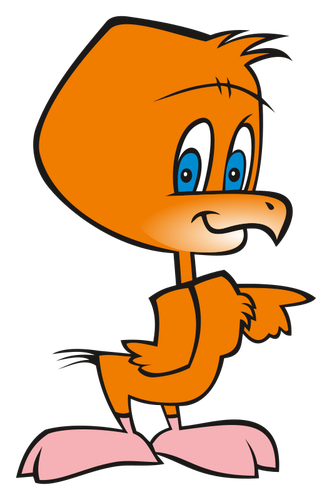 kreslený oranžový pták