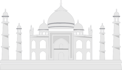 Vector de desen de Taj Mahal în grascale