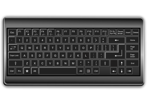 لوحة مفاتيح بالأبيض والأسود مع صورة متجهة ظل