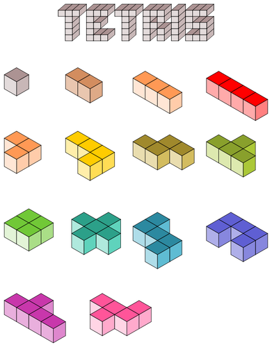 3D Tetris bloky vektorové ilustrace