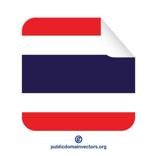 Autocollant carré avec le drapeau de la Thaïlande