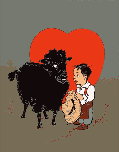 黒い羊と子供