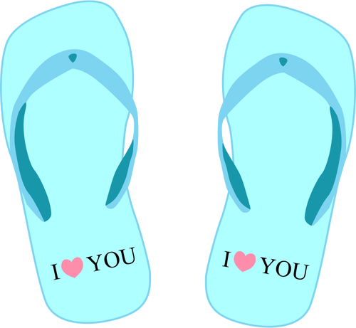 Vektori ClipArt flip flops "I Love You" -merkillä