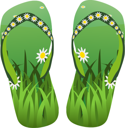 Verde flip-flops calçados