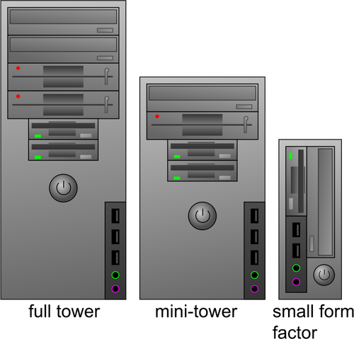 Tre tipi di custodie per computer a colori vector ClipArt