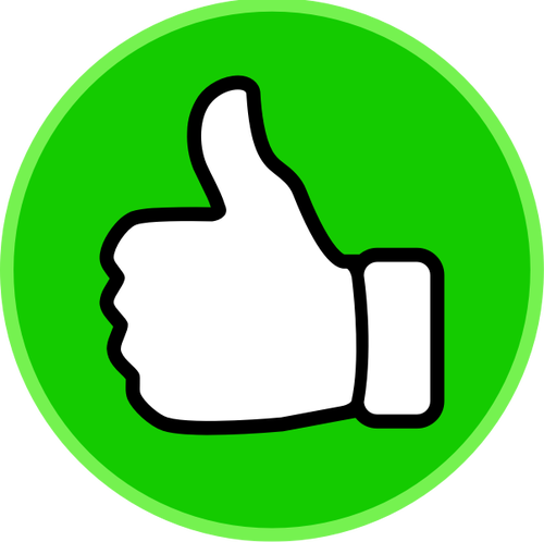 Vektor Klipart palec nahoru v zeleném kruhu