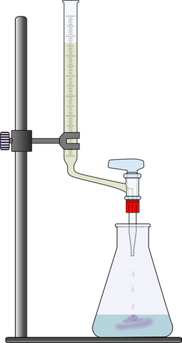 क्लिप आर्ट की ऑक्सीजन अनुमापन प्रक्रिया एक बीकर के साथ