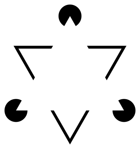 Clip-art vector da famosa ilusão de ótica com três figuras de pacman
