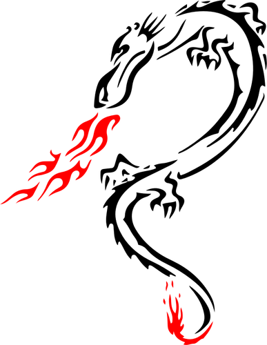 Tribal dragon med brann
