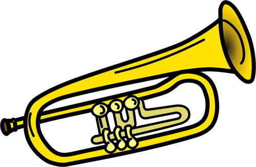 Keltainen trumpettiviivan taidevektorikuva