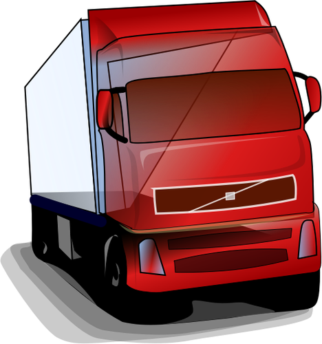 Vektorgrafikk utklipp av rød lastebil på veien