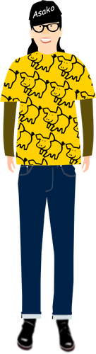 Vektor illustration av trendiga killen i t-tröja med gris mönster