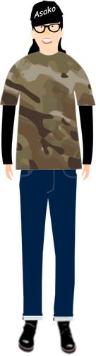 Gambar vektor trendi pria di t-shirt dengan pola kamuflase