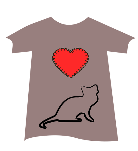 T-paita kissalla ja sydämellä