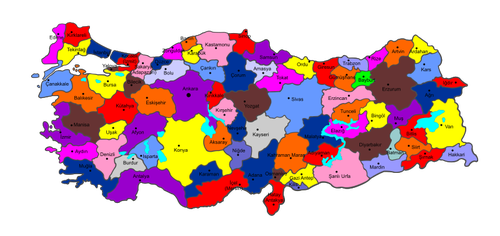 Turkin maakuntien vektoripiirros