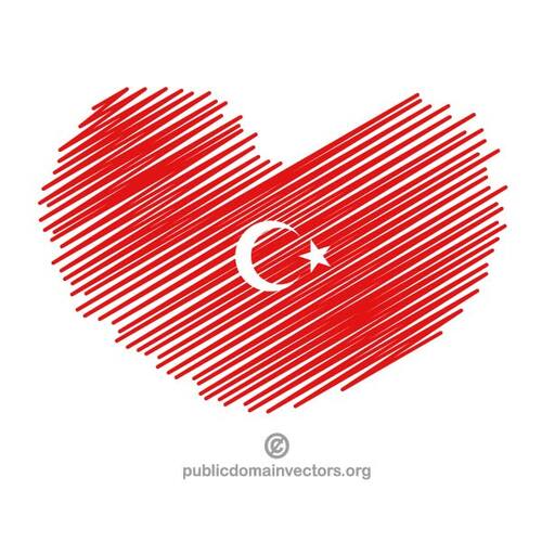 Drapeau turc en forme de coeur