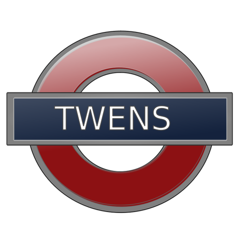 סימן תחנת הרכבת התחתית בלונדון Twens וקטור איור.