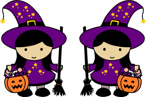Gêmeos Halloween bruxas