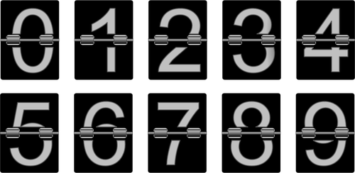 기계식 알람 시계 숫자 타일 벡터 클립 아트의 세트