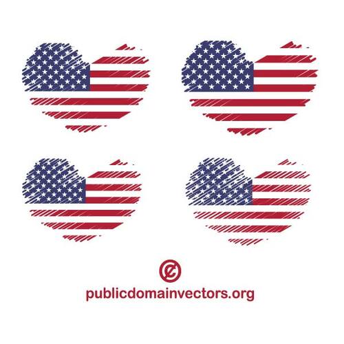 USA flag heart shapes