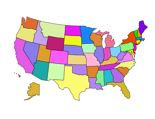Векторное изображение карты американских государств