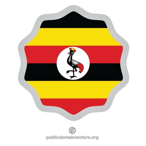 Flaggan i Uganda i en rund klistermärke