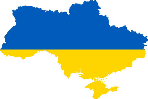 Bayrağı ele ile Ukrayna harita vektör küçük resim