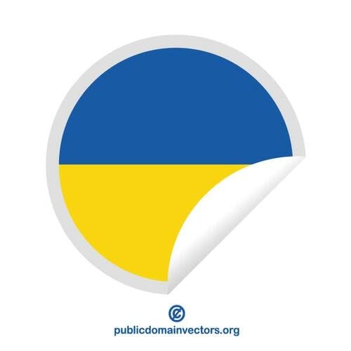 Round sticker with flag of Ukraine