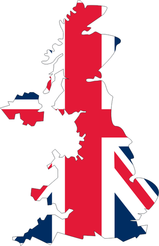 Het Verenigd Koninkrijk vlag met kaart