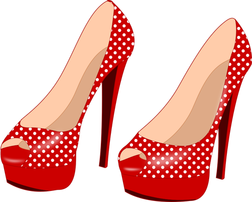 Red stilettos with pattern