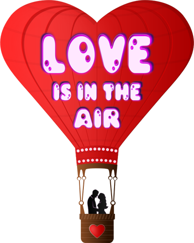Illustrazione vettoriale di Valentino palloncino con lettering amore è nell
