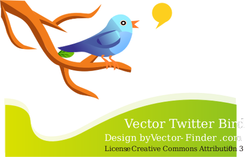 Burung tweeting pada cabang di alam vektor grafis