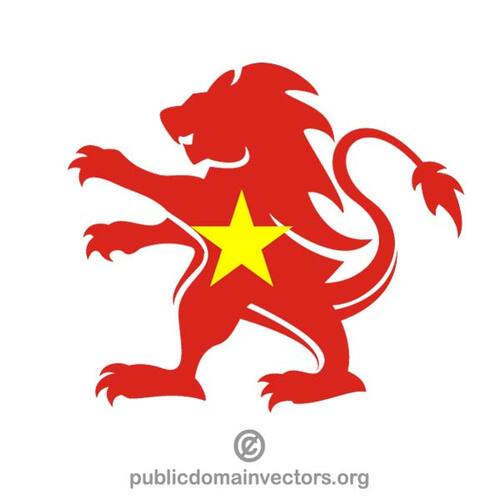 Heraldische leeuw met vlag van Vietnam