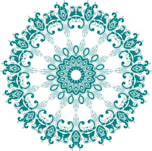 Green round circle with flowers