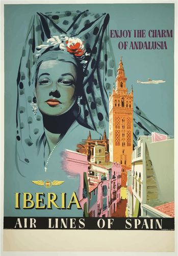 Ilustração em vetor cartaz promocional viagens Andaluzia