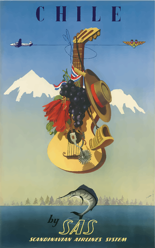 Vintage cestování plakát z Chile