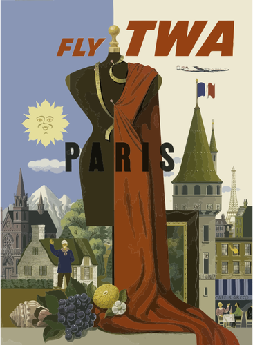 Affiche de voyage de clipart vectoriel du vintage de Paris